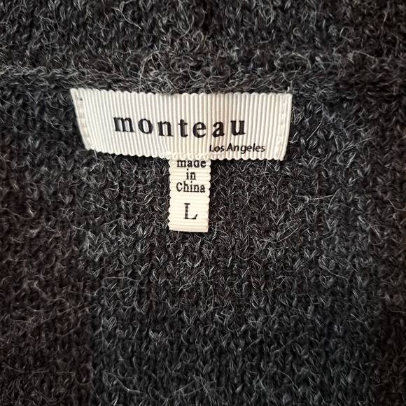 Womens Hoodie Sweater Coat Cardigan Gray Mohair Look - Picture 5 of 7